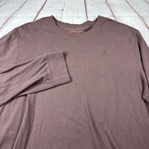 Life Is Good Shirt Mens 2XL Mauve Purple Crusher Long Sleeve Crewneck Cotton
